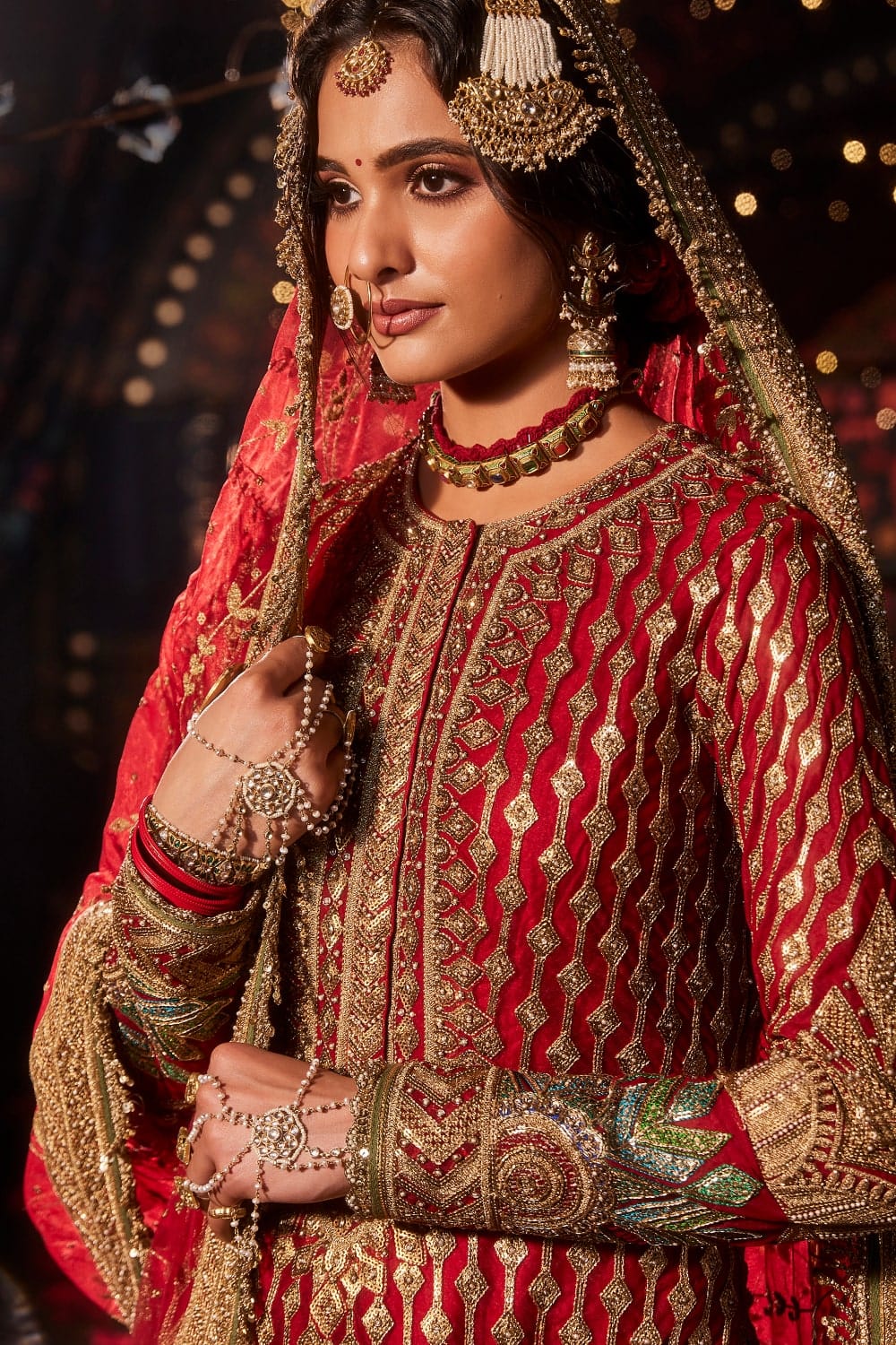 Deep Red Sequin Sharara Set