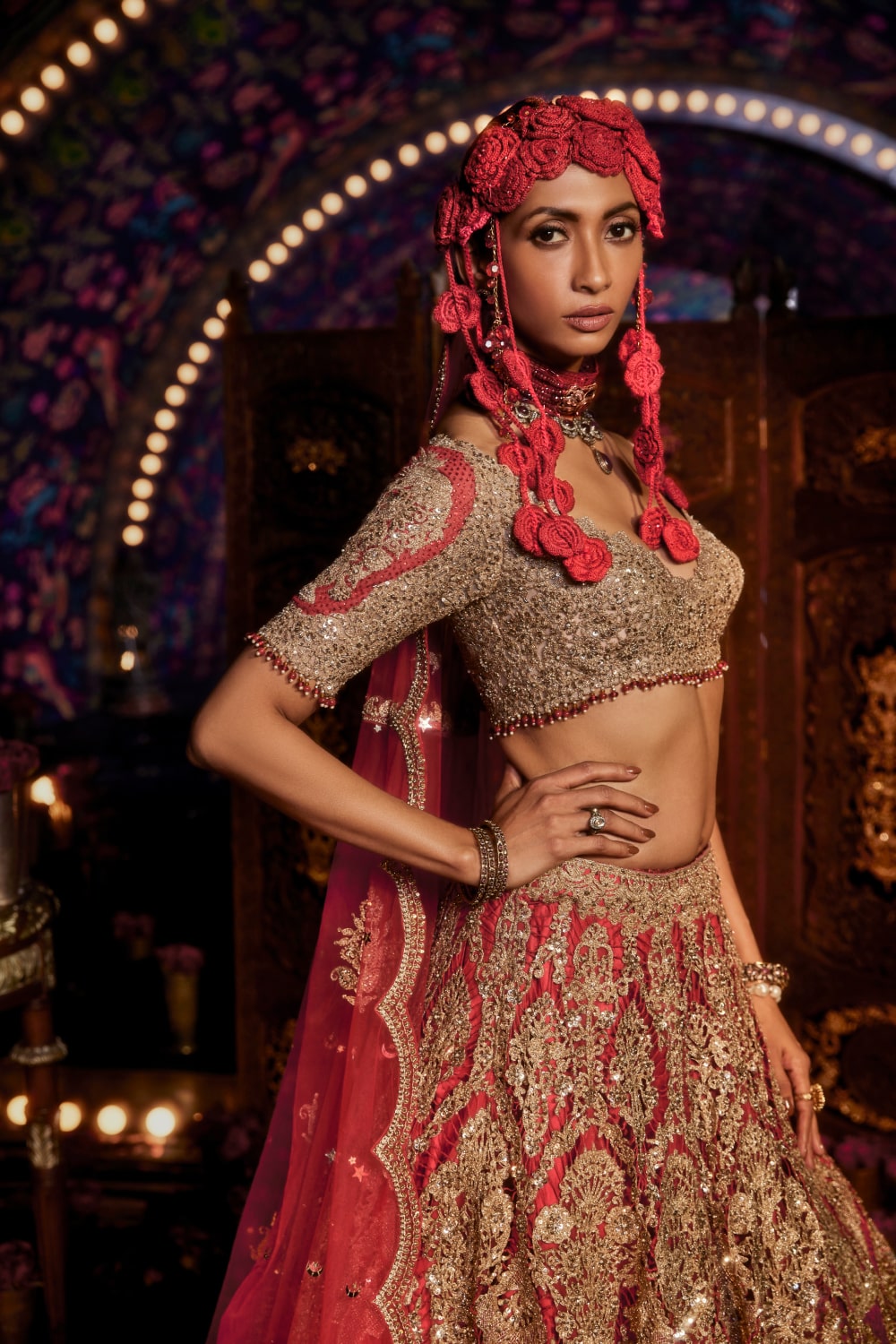 Deep Red Cutwork Lehenga Set