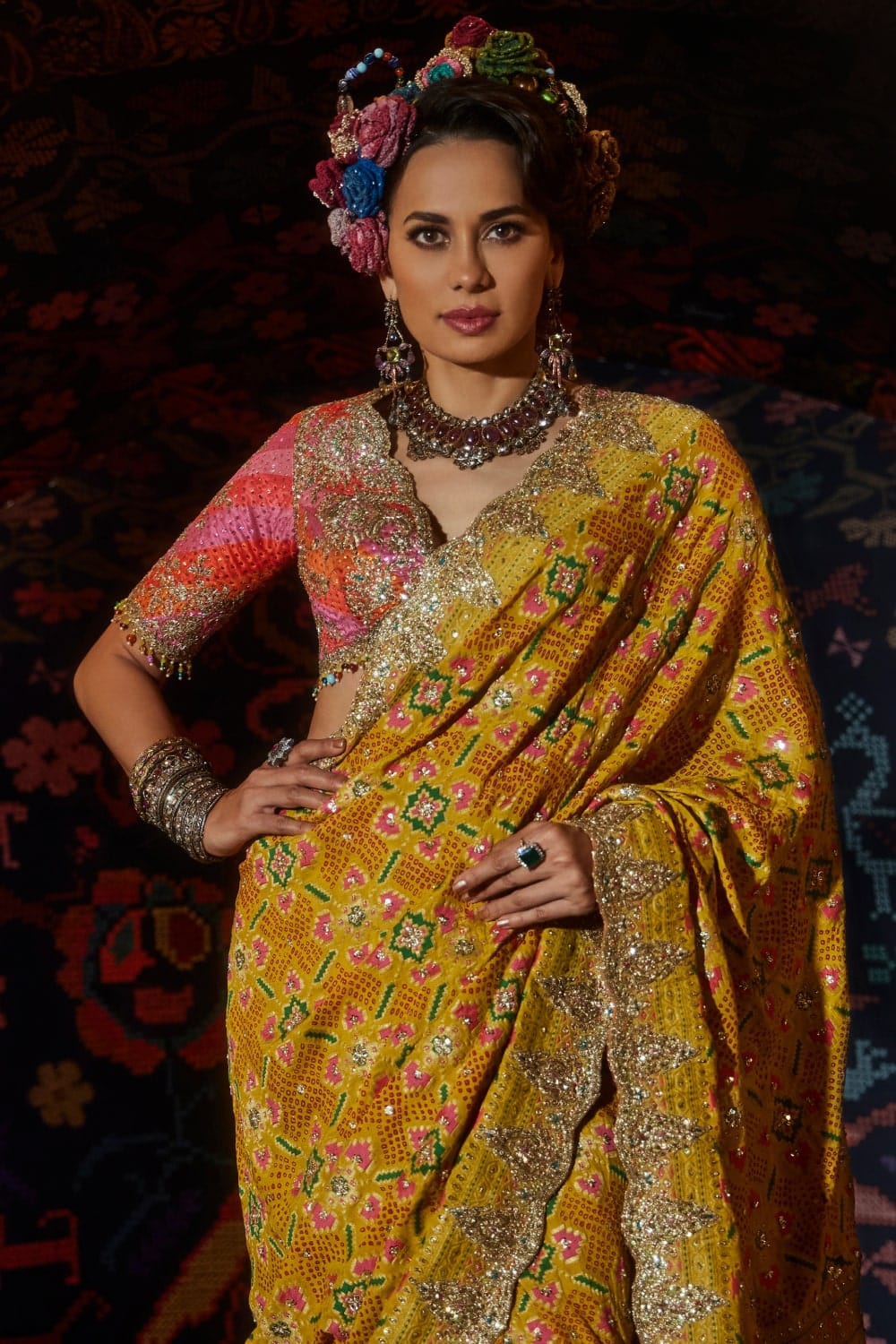 Yellow Gharchola Saree