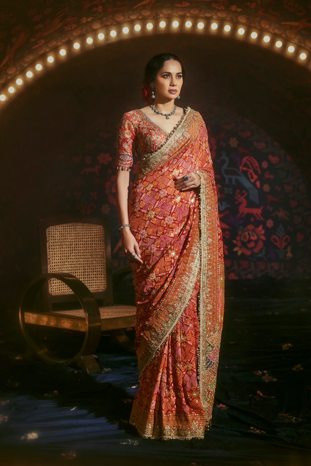 Deep Red Gharchola Saree
