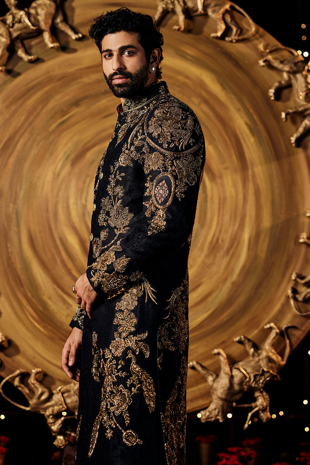 Inky Black Silk Sherwani