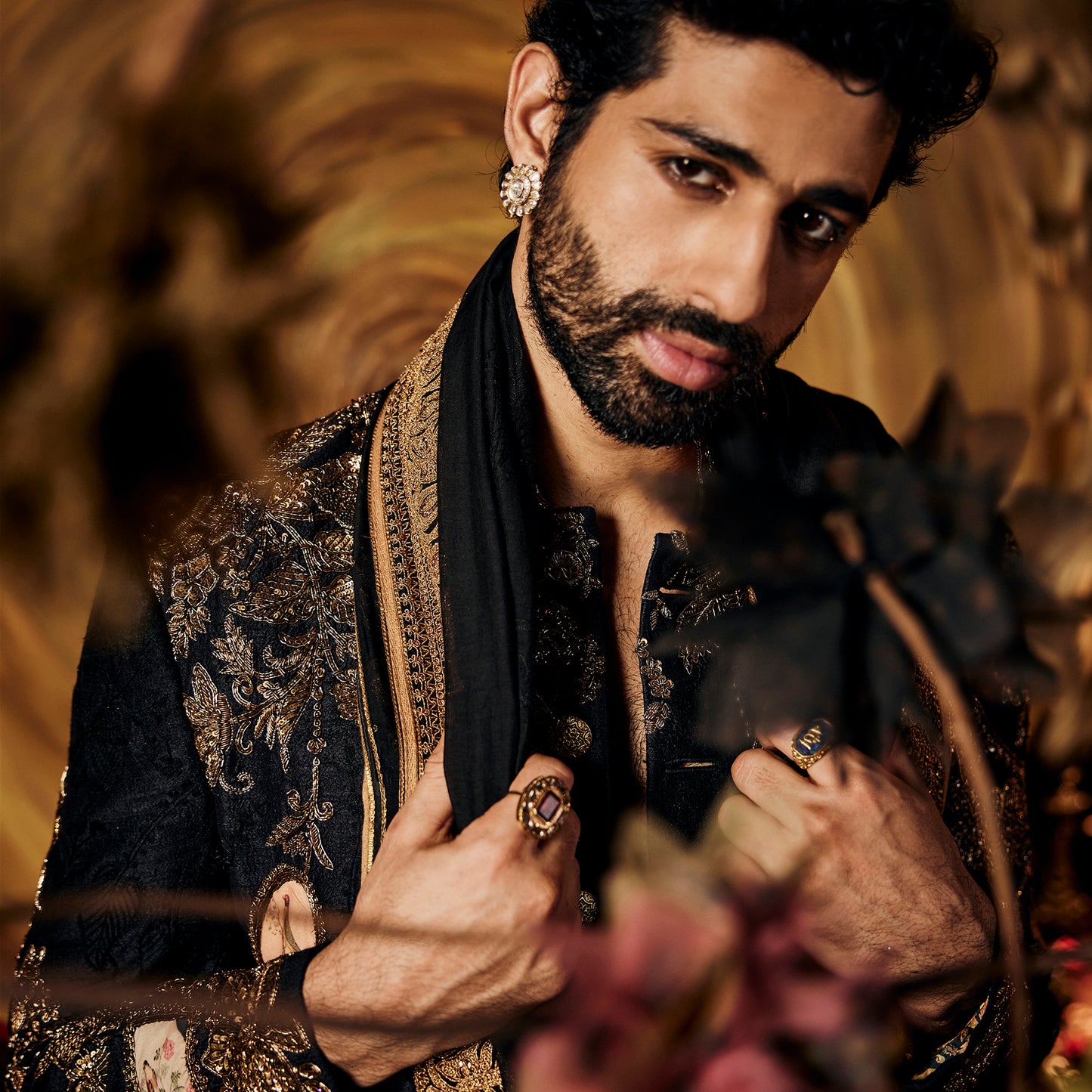 Inky Black Silk Sherwani