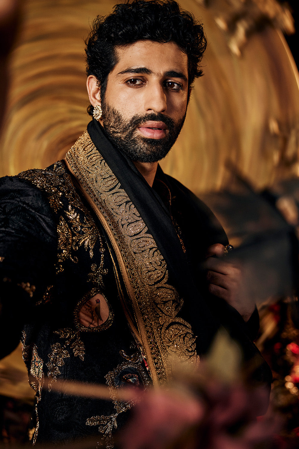Inky Black Silk Sherwani