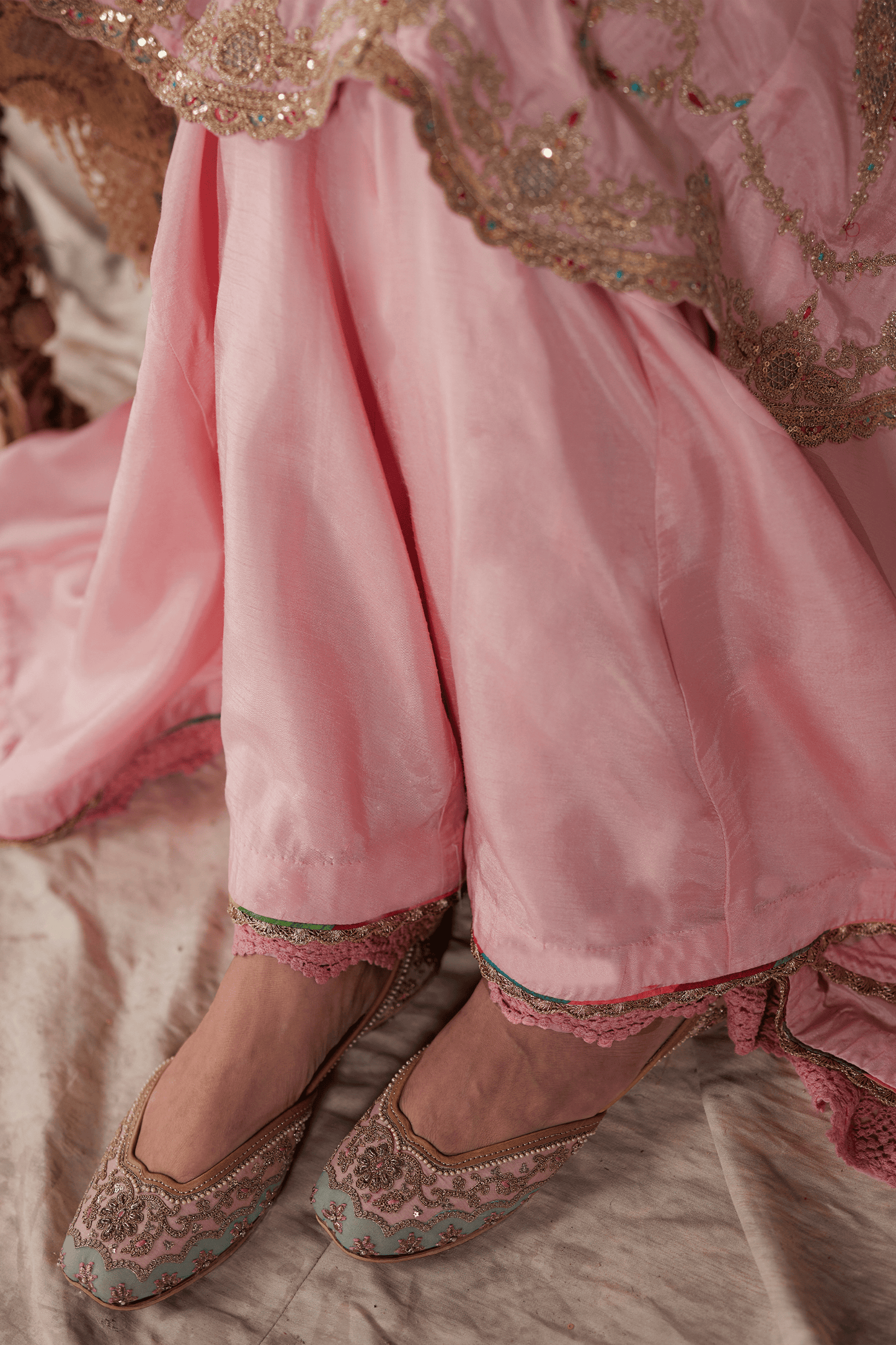 Pale Pink Kalidar- Sharara Set