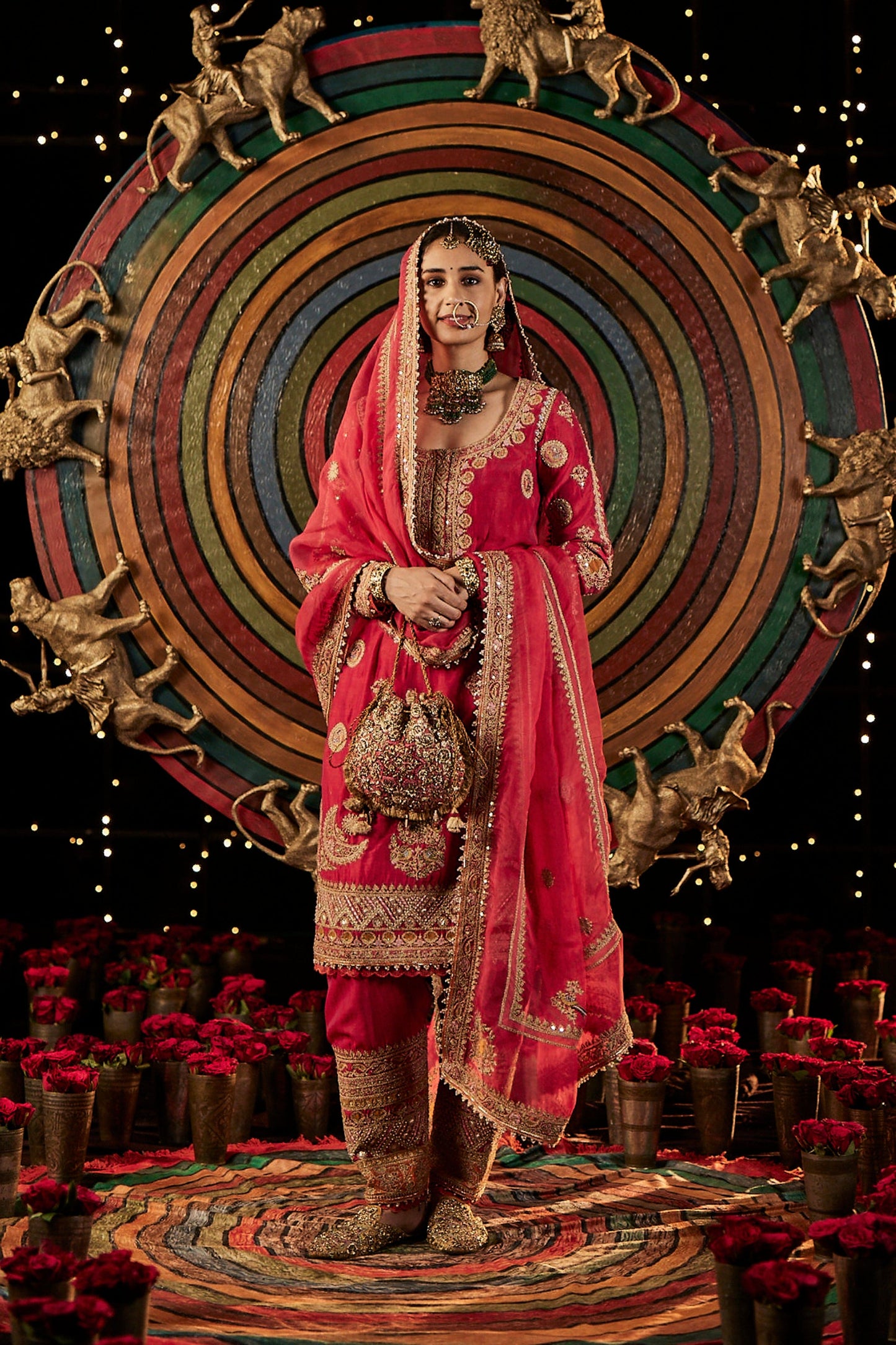 Rani Pink Blended Silk Kurta Set