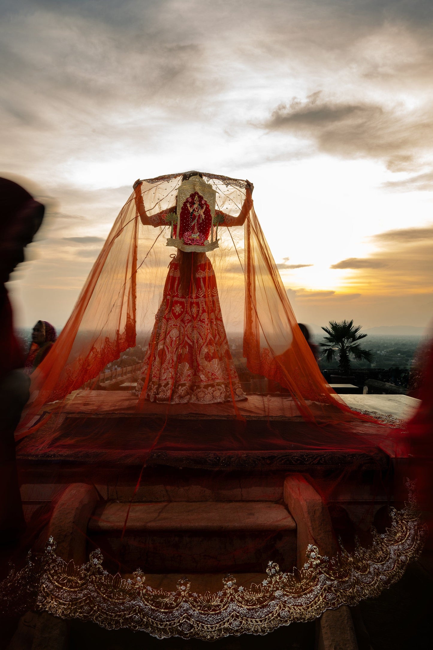 Deep Earthy Red Hued Silk Lehenga