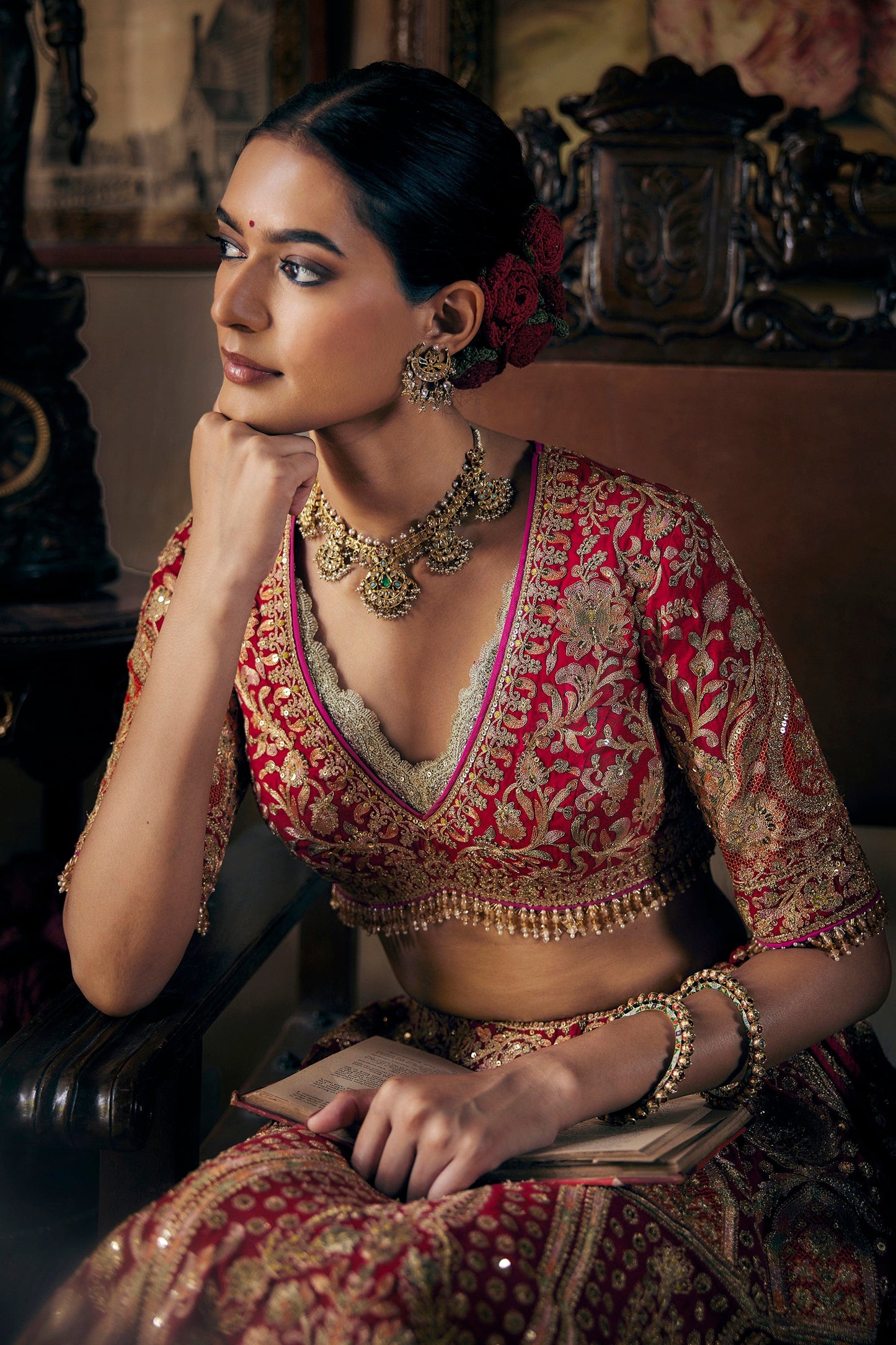 Heritage Deep Red Lehenga