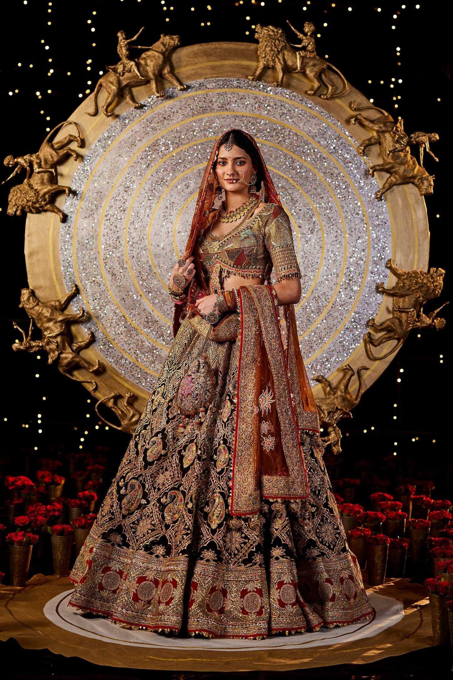 Black and Gold Gota Lehenga Set