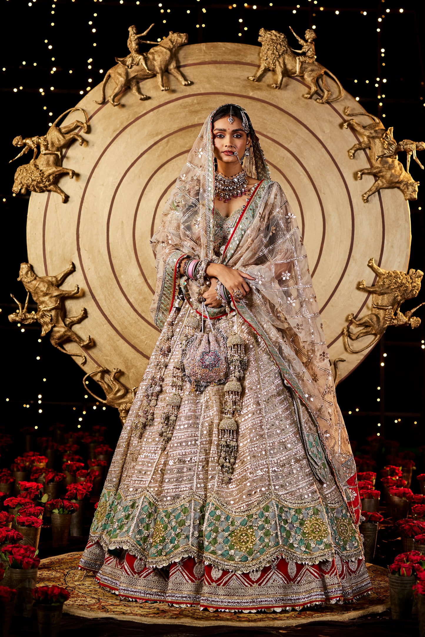 Silver Double Layer Lehenga Set