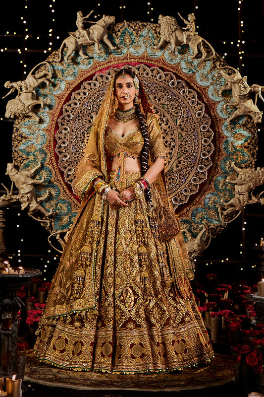 Burnished Gold Gota Lehenga Set