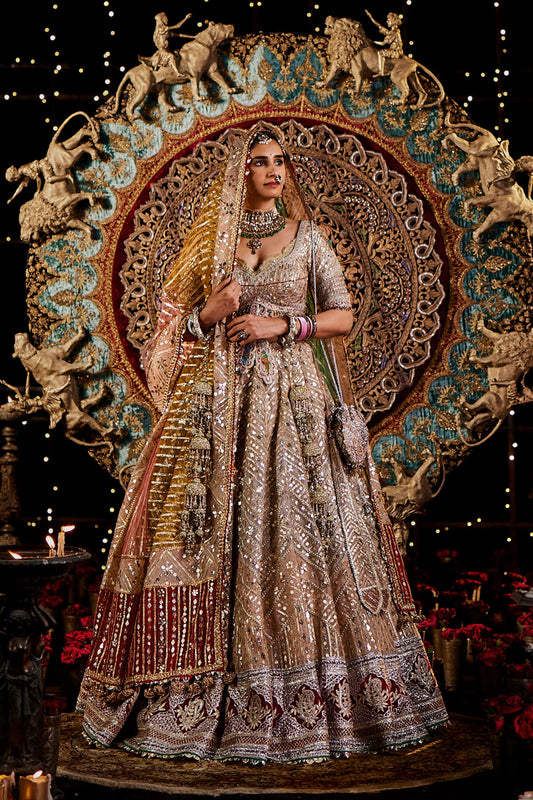 Silver Chevron Lehenga Set