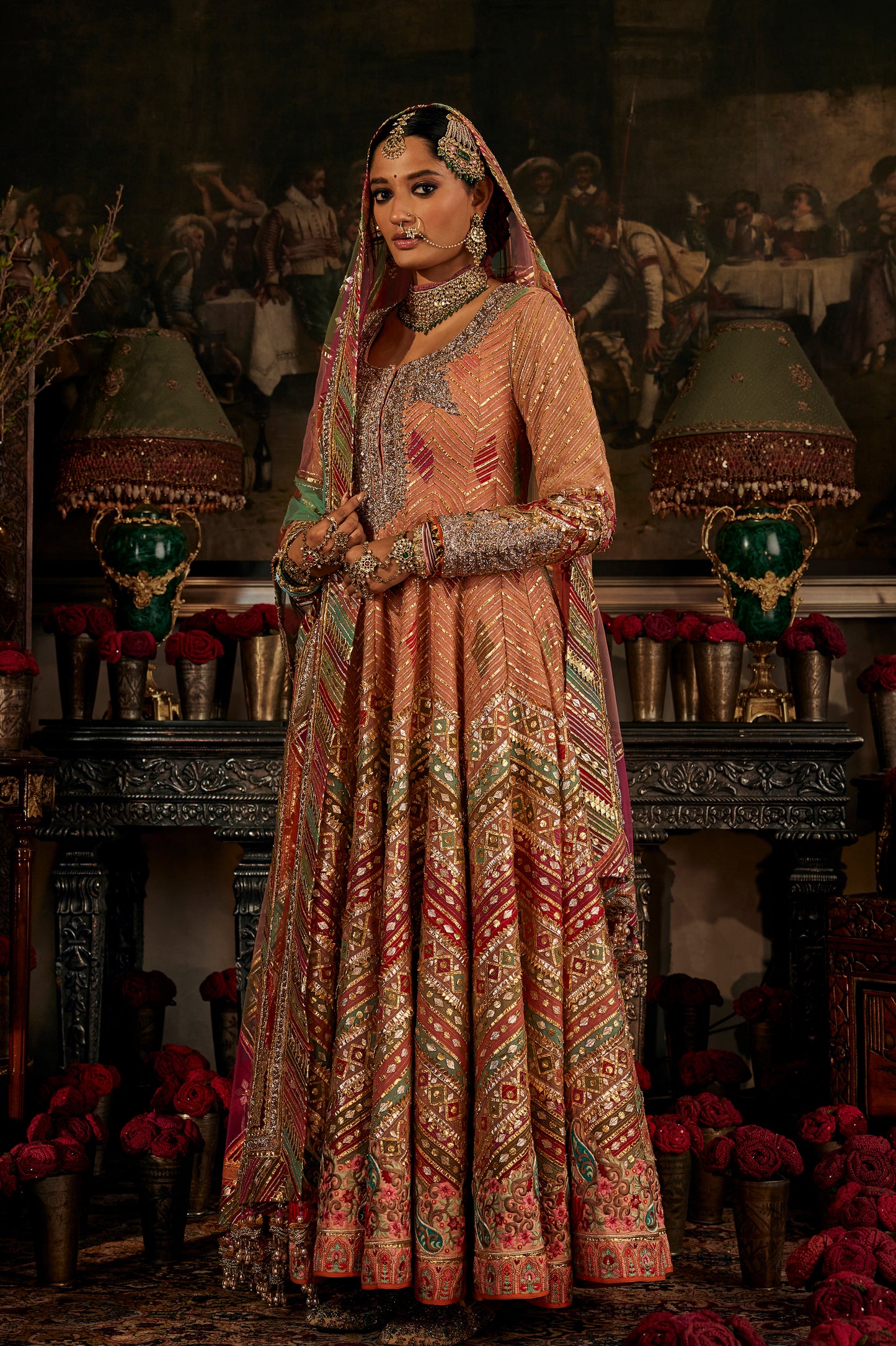 Earthy Peach Tulle kalidar