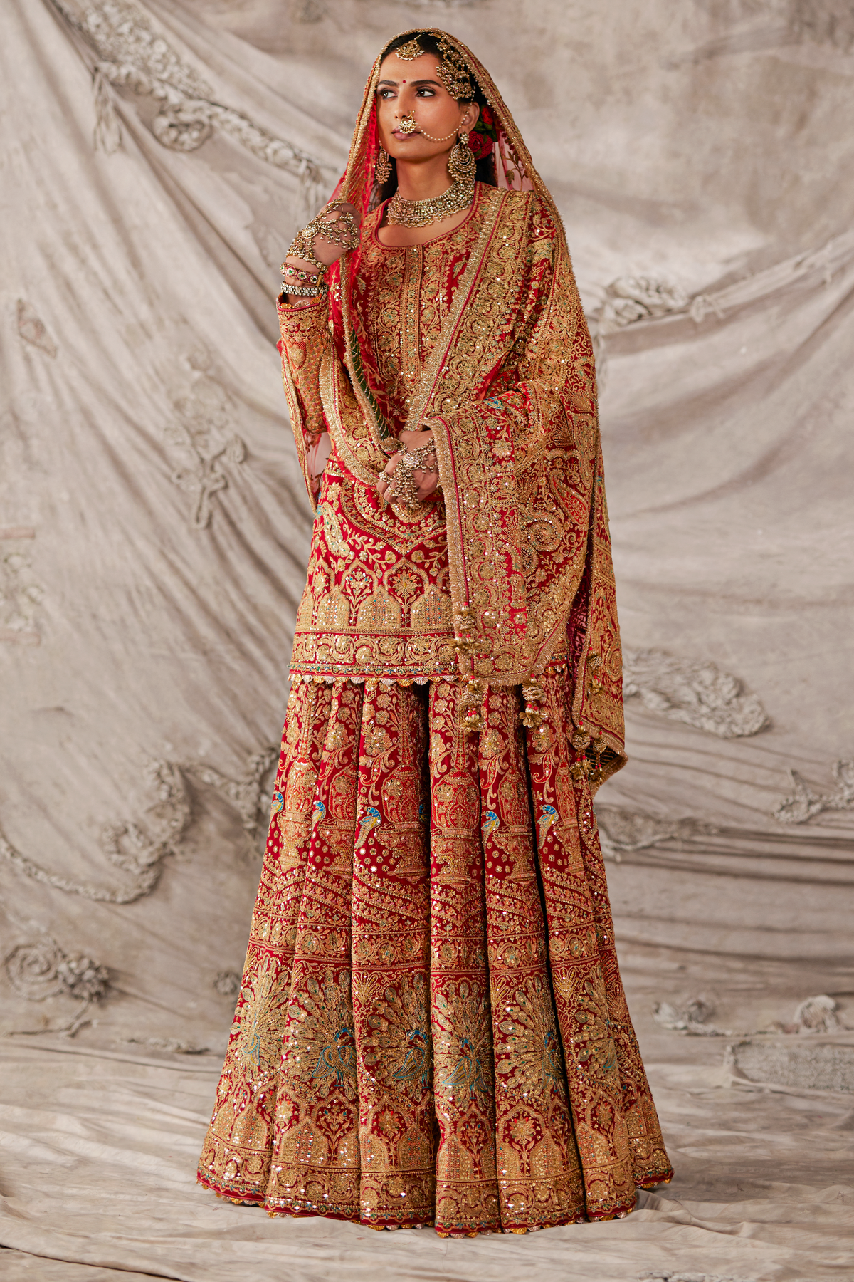 Garnet Red Kurta- Sharara Set