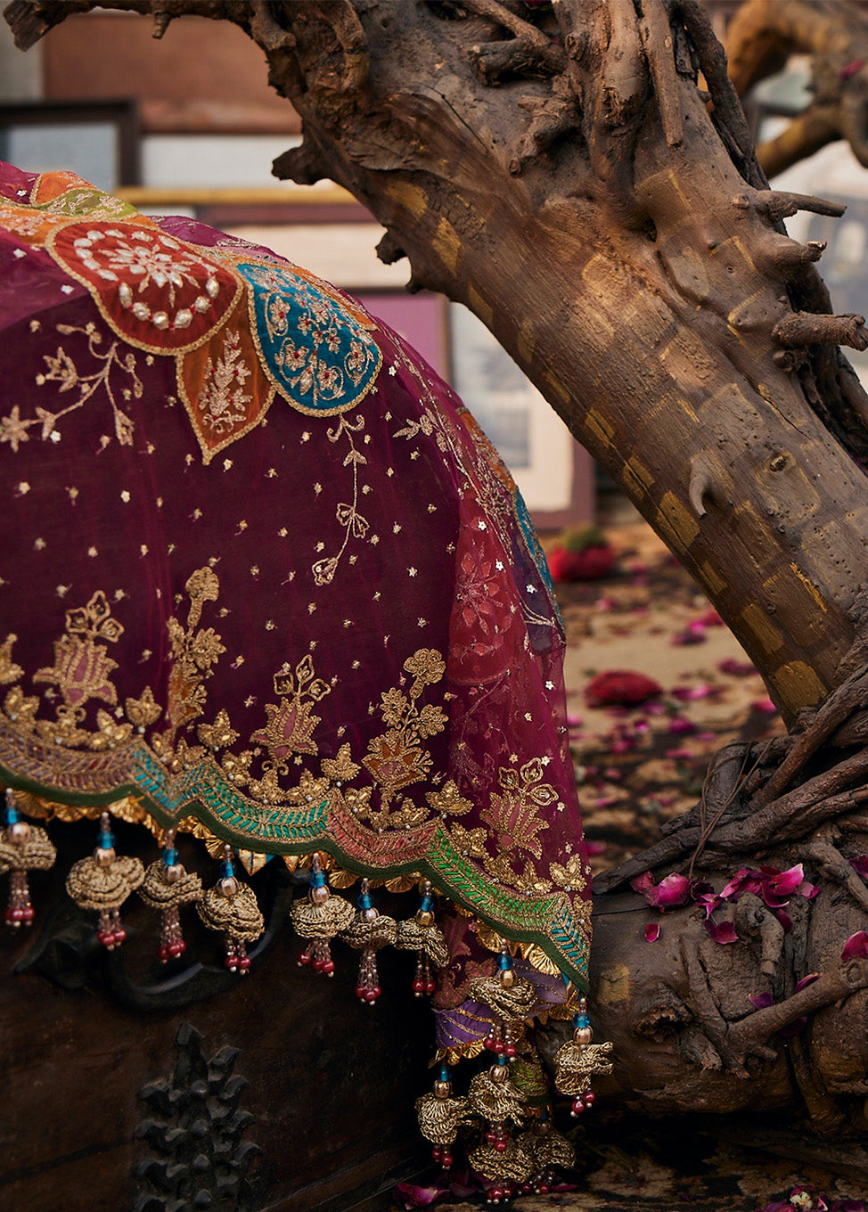 Vivid Rani Pink Paisley Lehenga