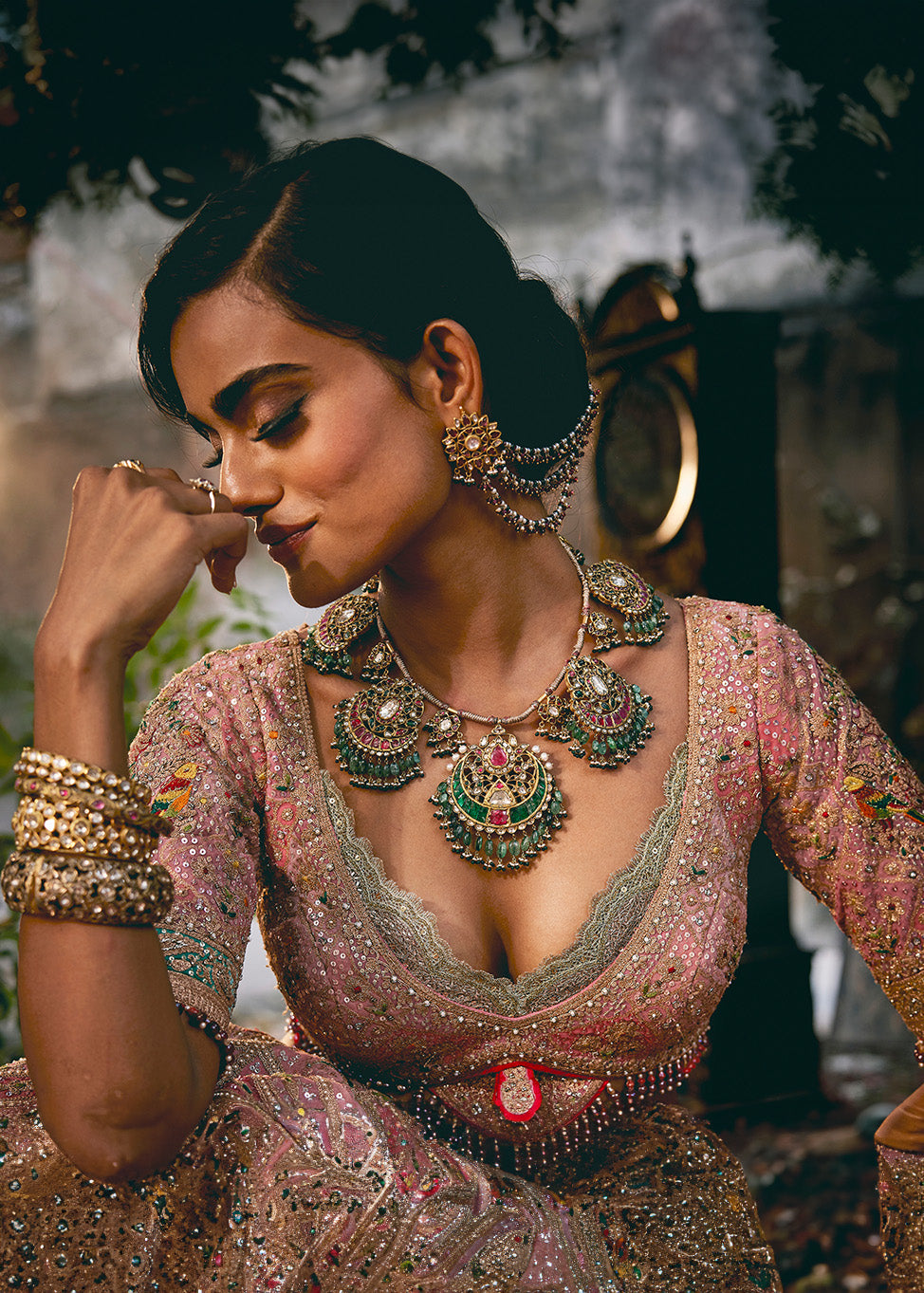 Pink Mughal Inlay Lehenga