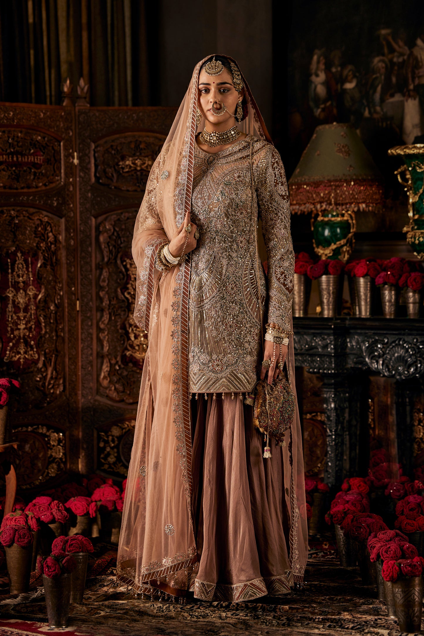 Beige Tulle Sharara