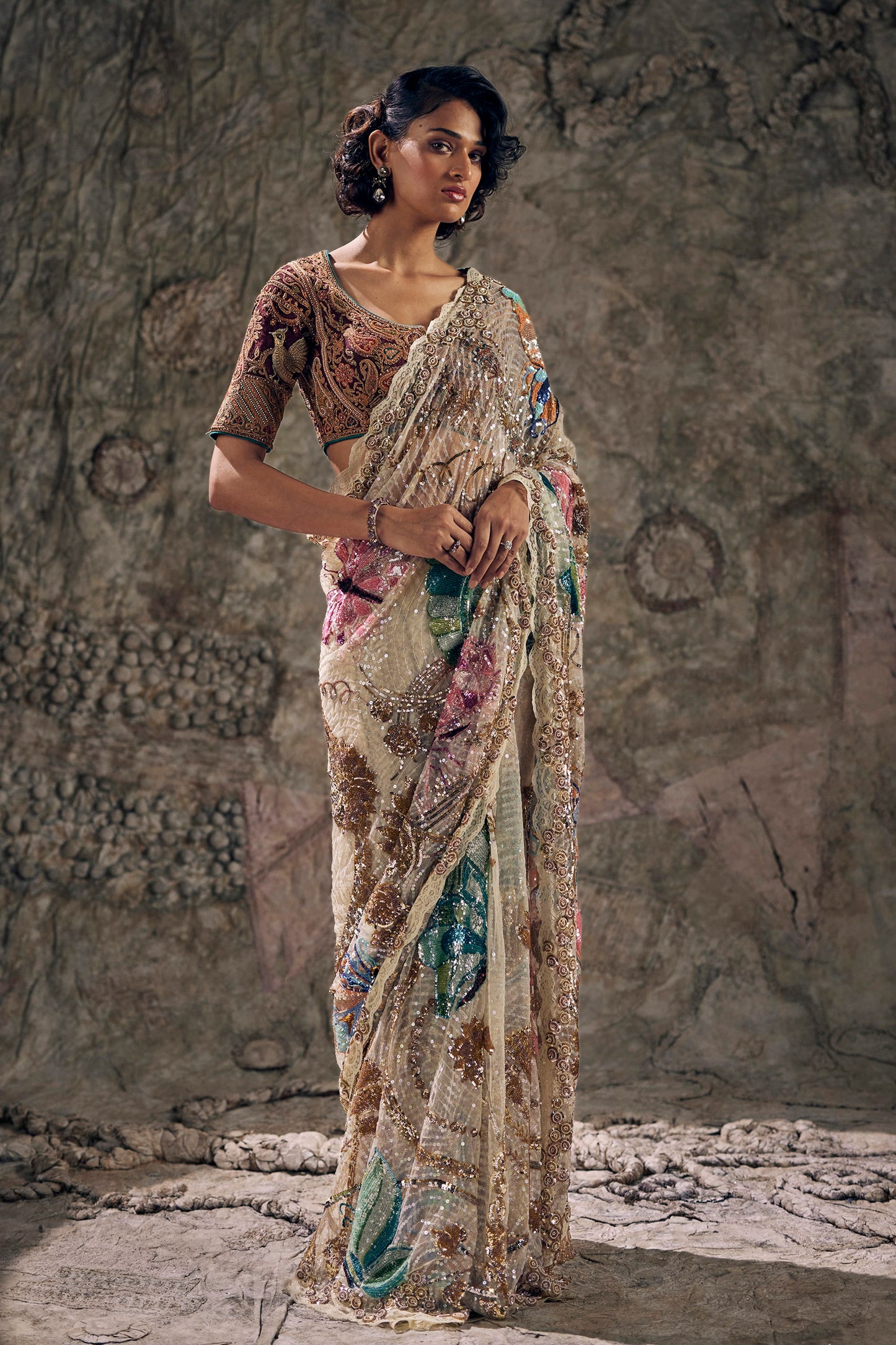 Ivory Deco Tapestry Saree