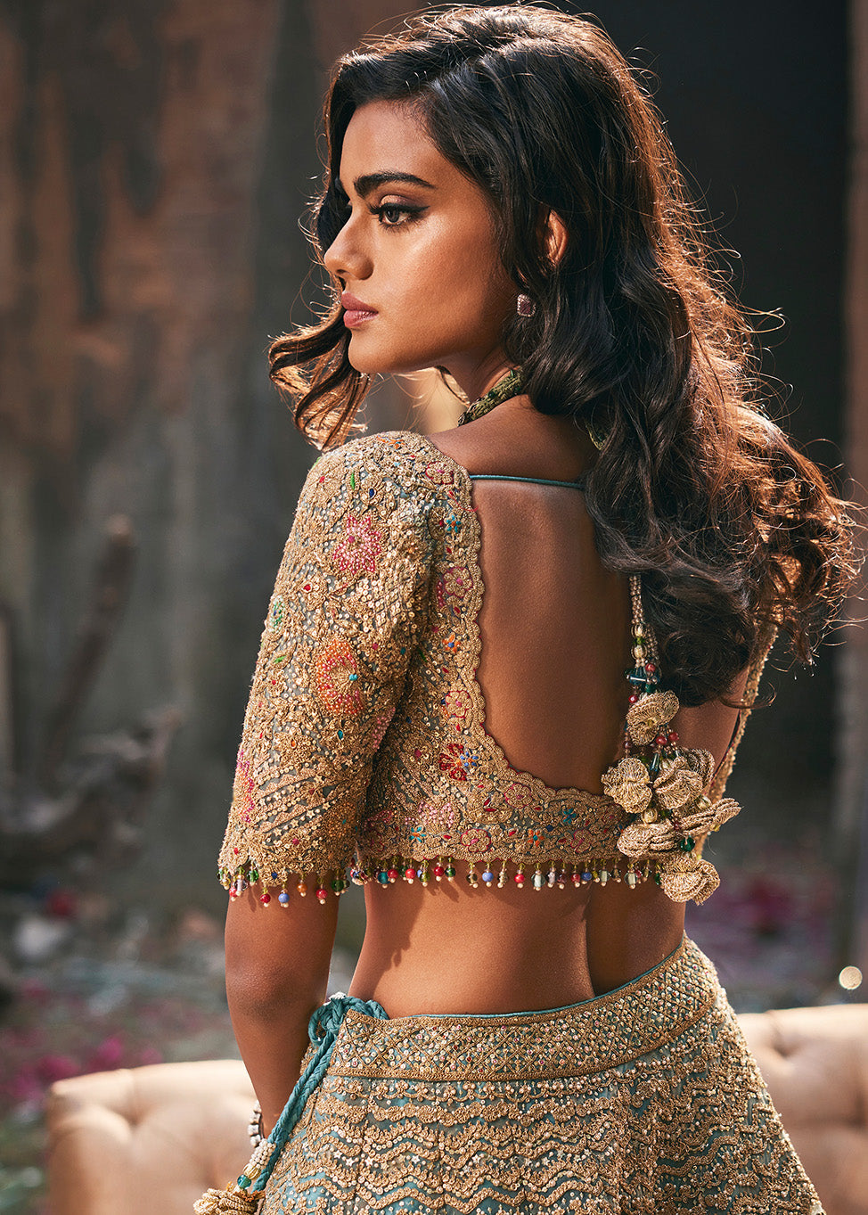 Pale Blue Chevron Lehenga