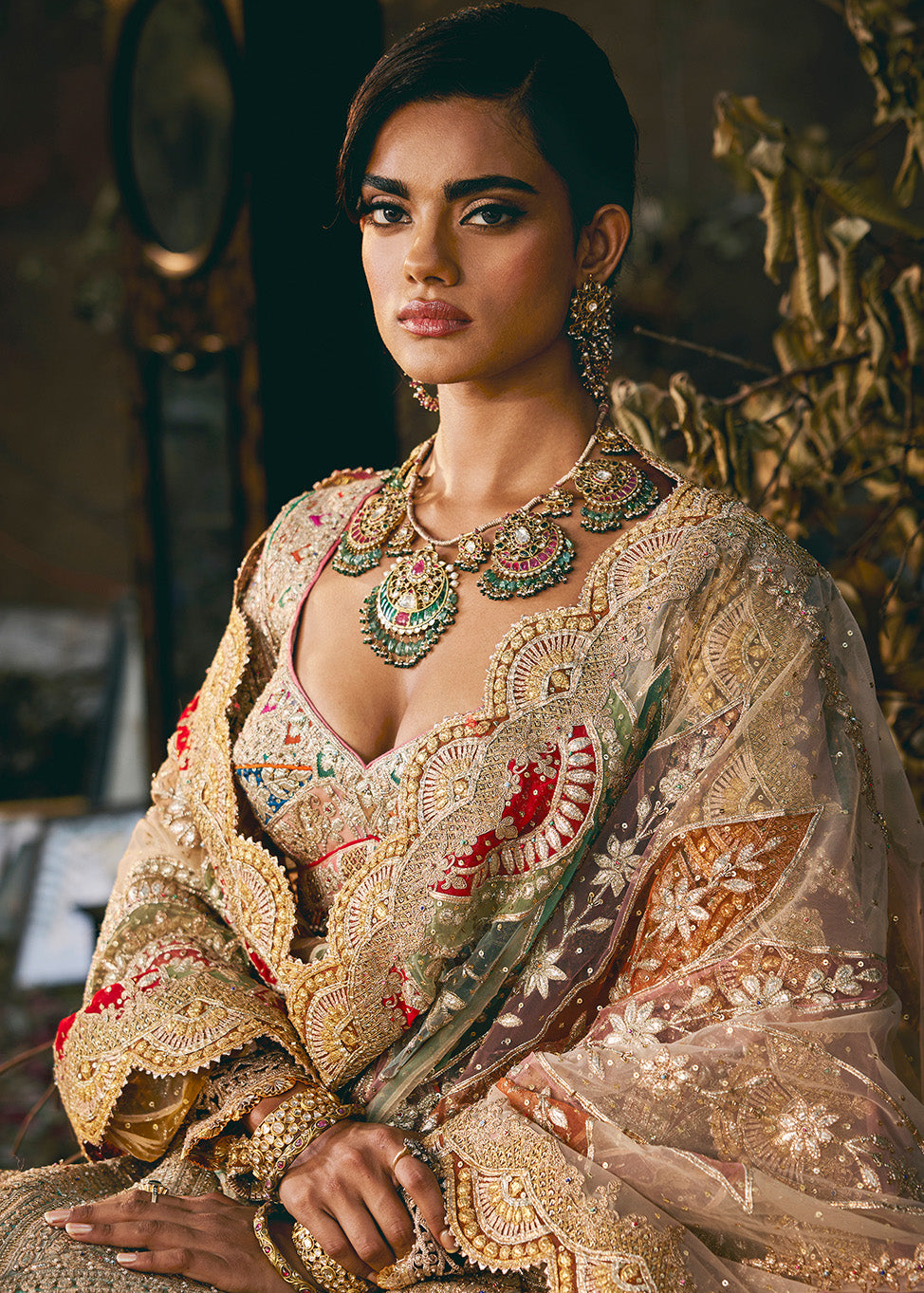 Pale Ivory Gota Textured Lehenga