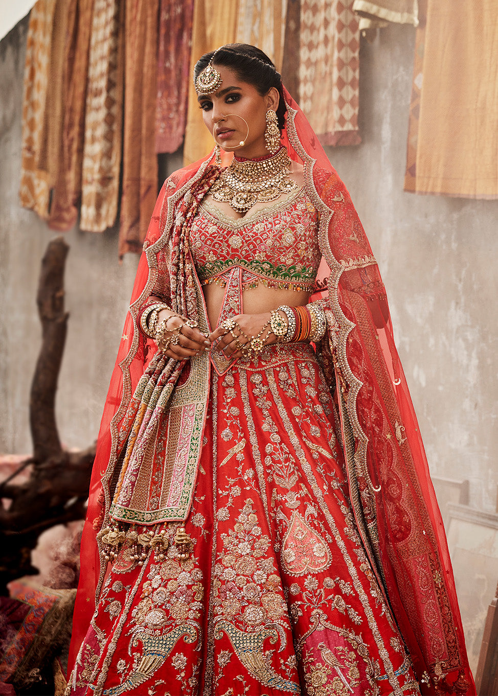 Vivid Red Archival Chintz Lehenga