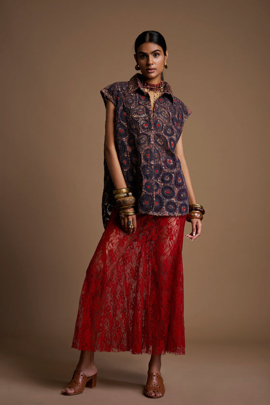 Midnight Blue Cutwork Edit Shirt