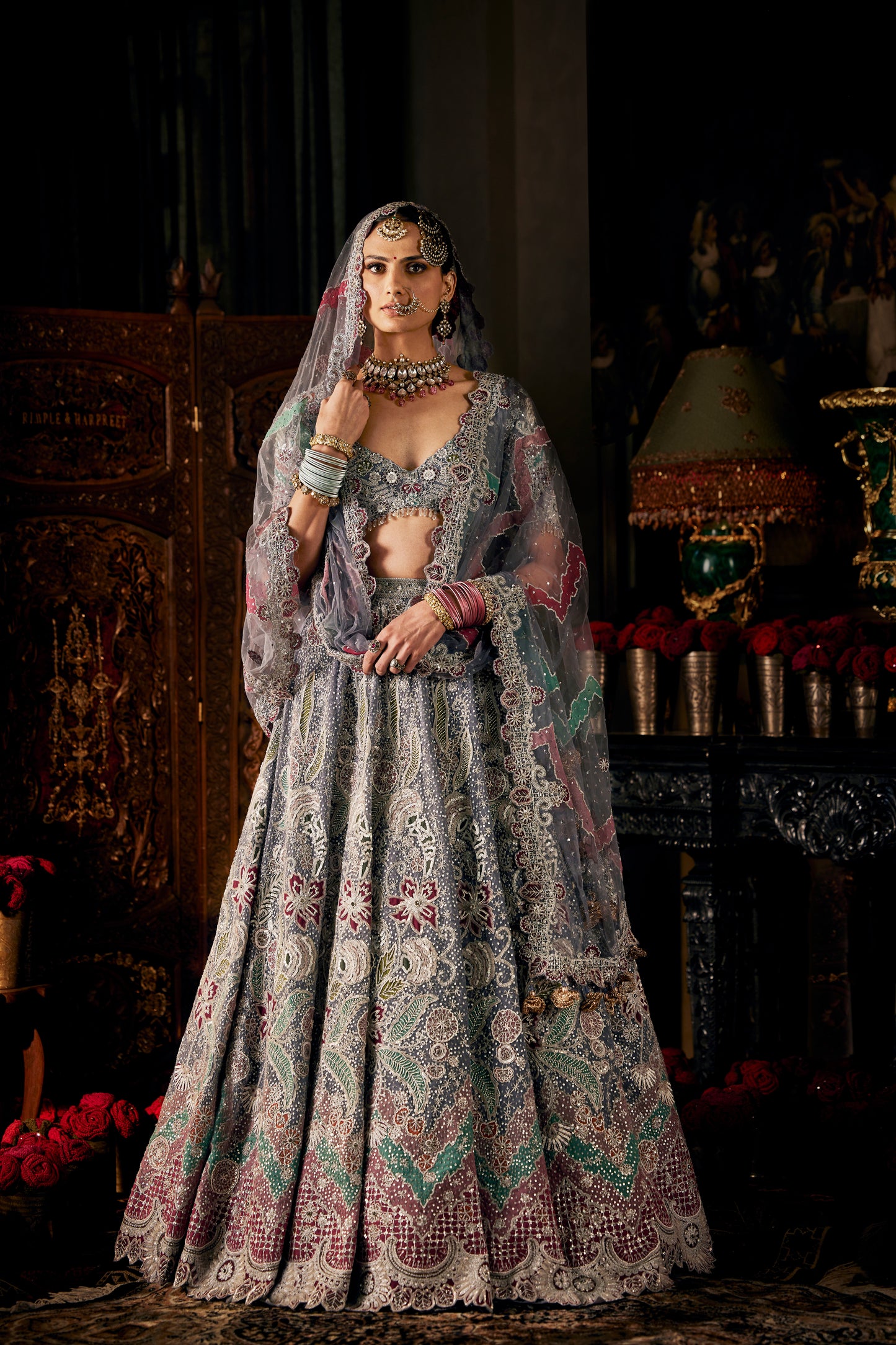 Flint Grey Tulle Lehenga