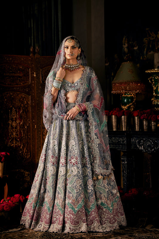Flint Grey Tulle Lehenga