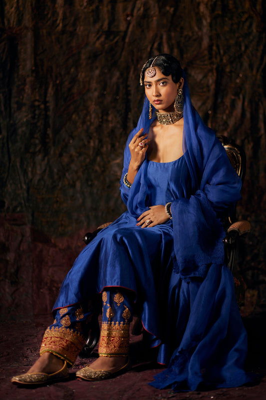 Deep-Blue Kalidar Kurta Set