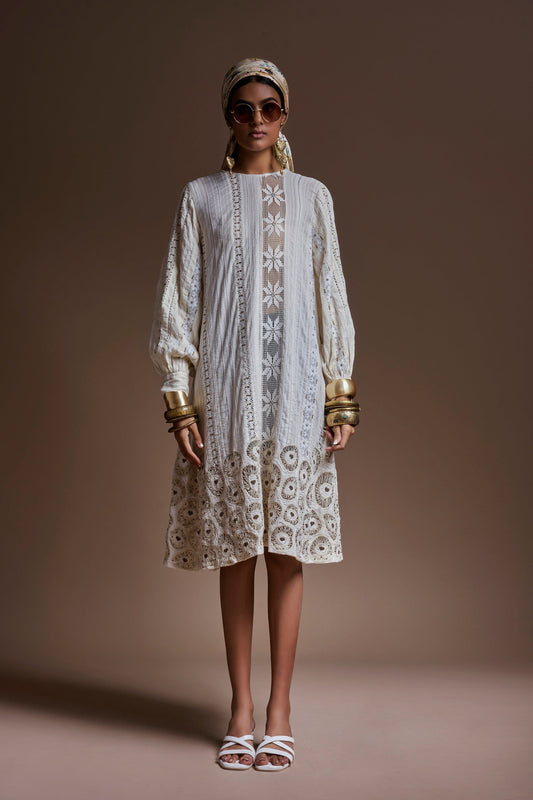 Ivory Mist White Cutwork Edit Dress