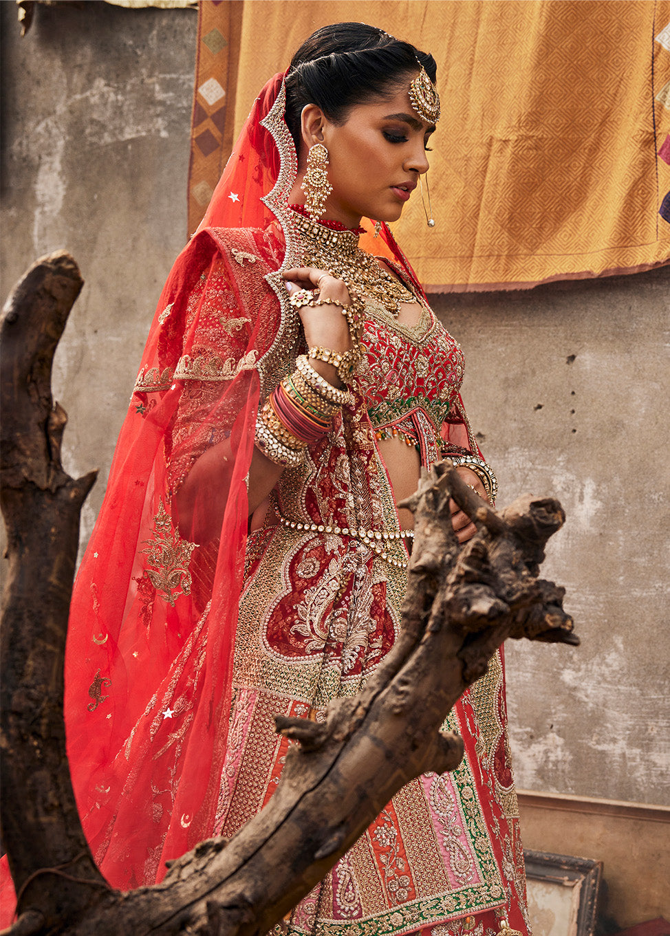 Vivid Red Archival Chintz Lehenga