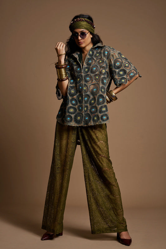 Ocean Blue Cutwork Edit Shirt