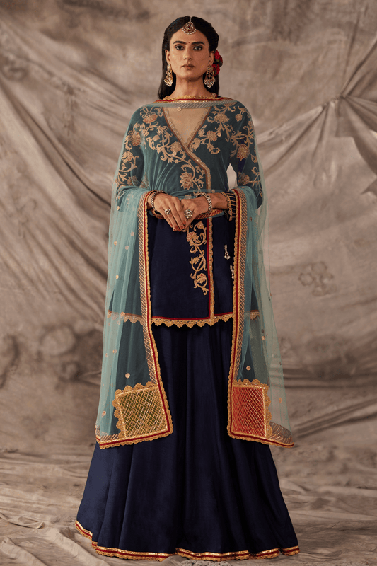 Midnight Blue Kurta - Sharara Set