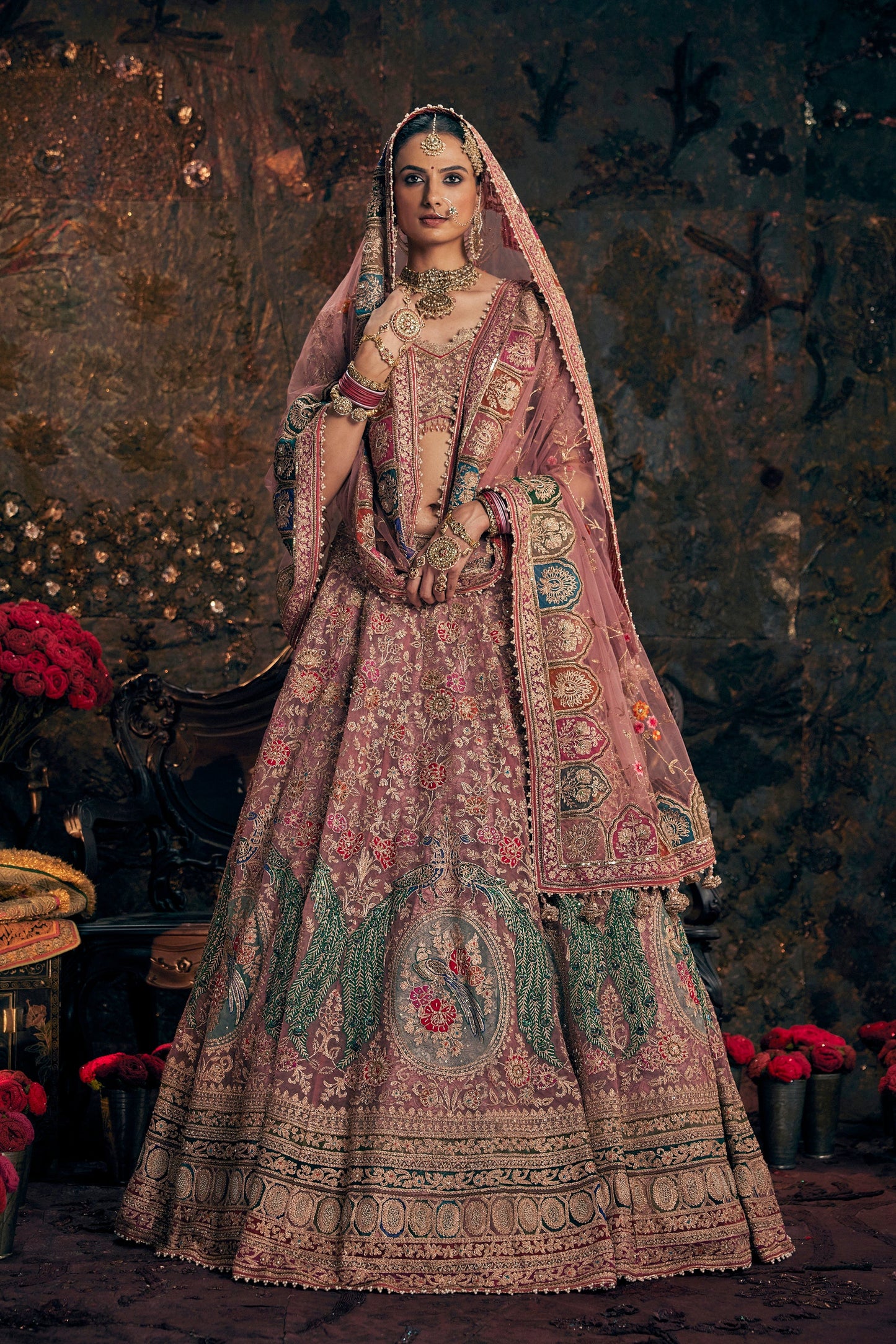 Earthy Pink Tulle Lehenga