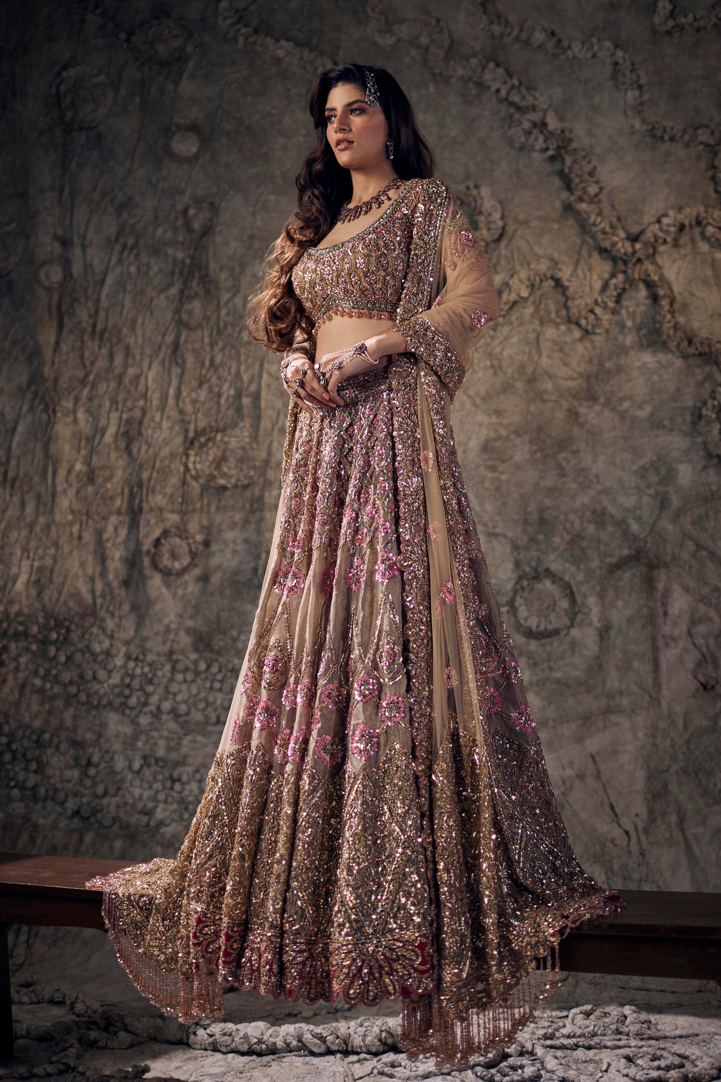 Gold Sequin Lehenga