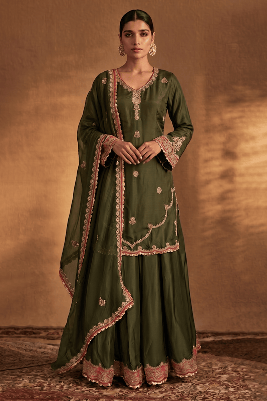 Olive Green Sharara Set