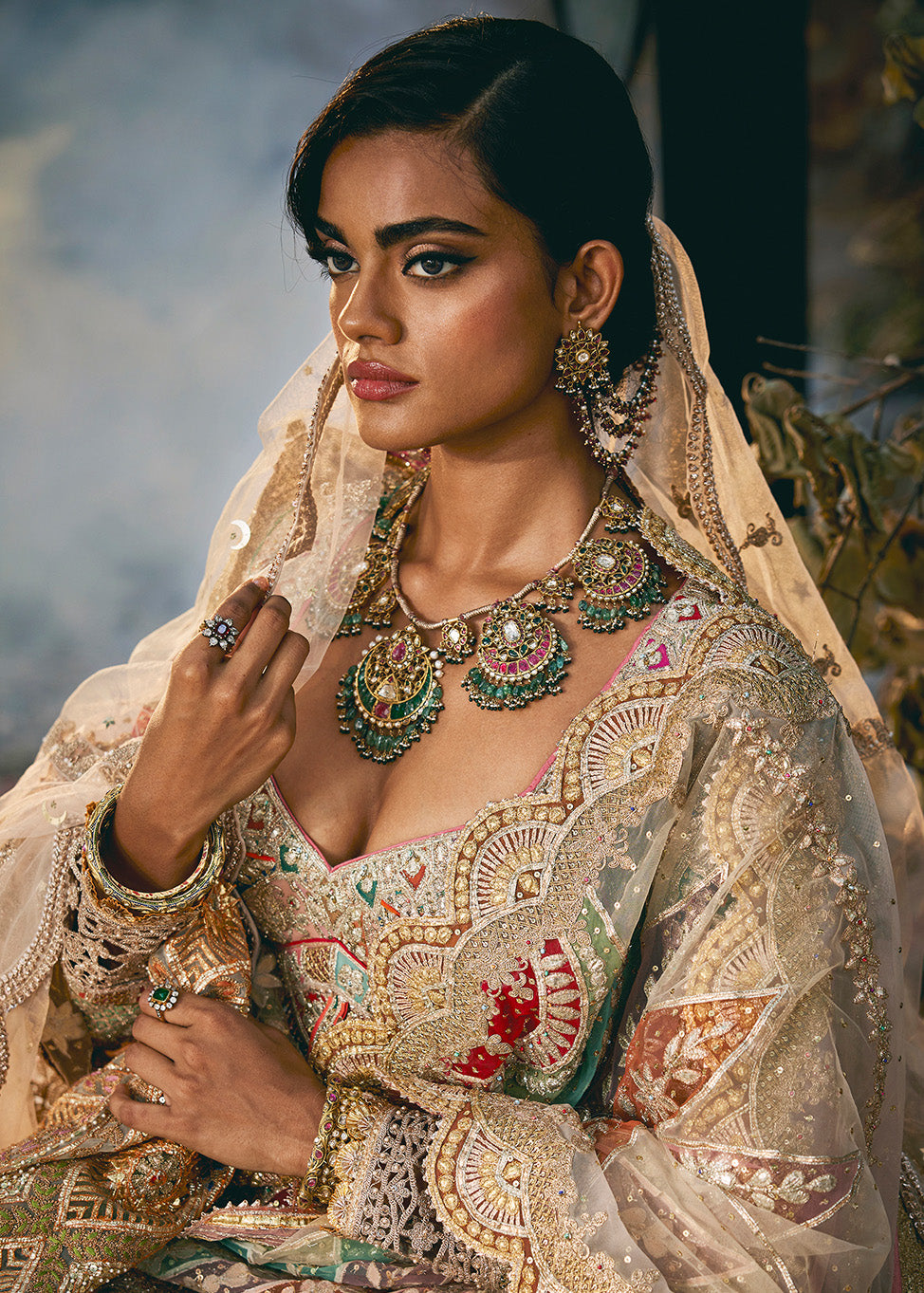Pale Ivory Gota Textured Lehenga
