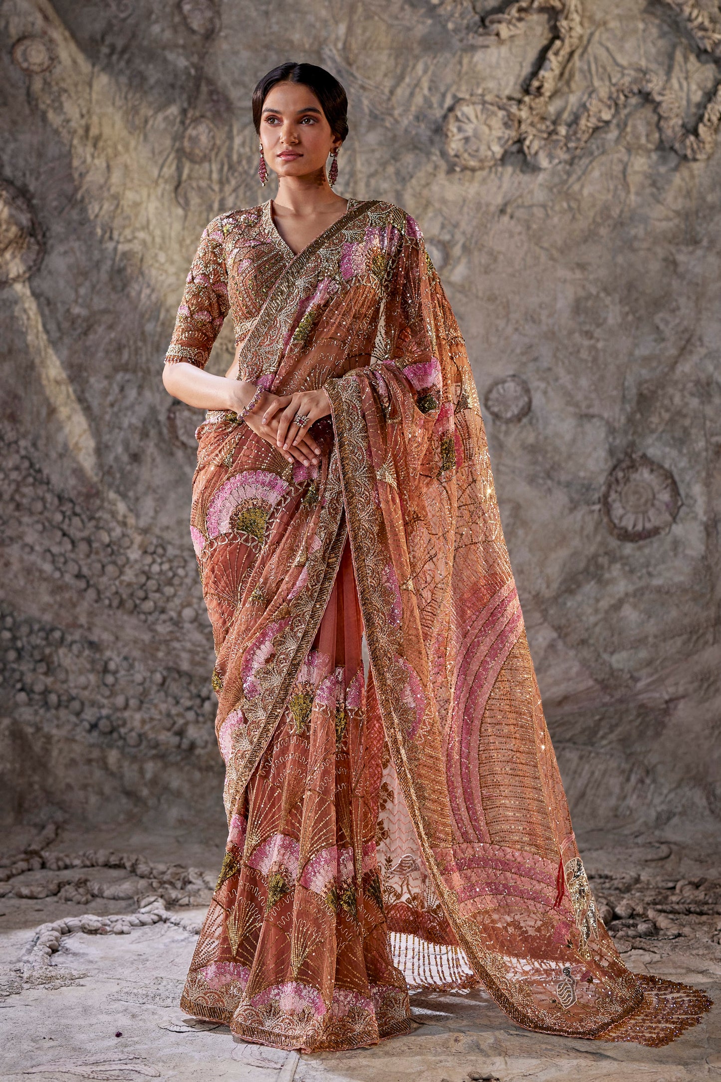 Cinnamon Scallop Saree
