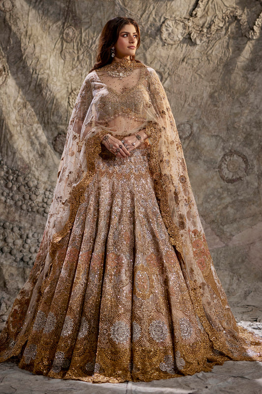 Blush Gold Medallion Tapestry Lehenga