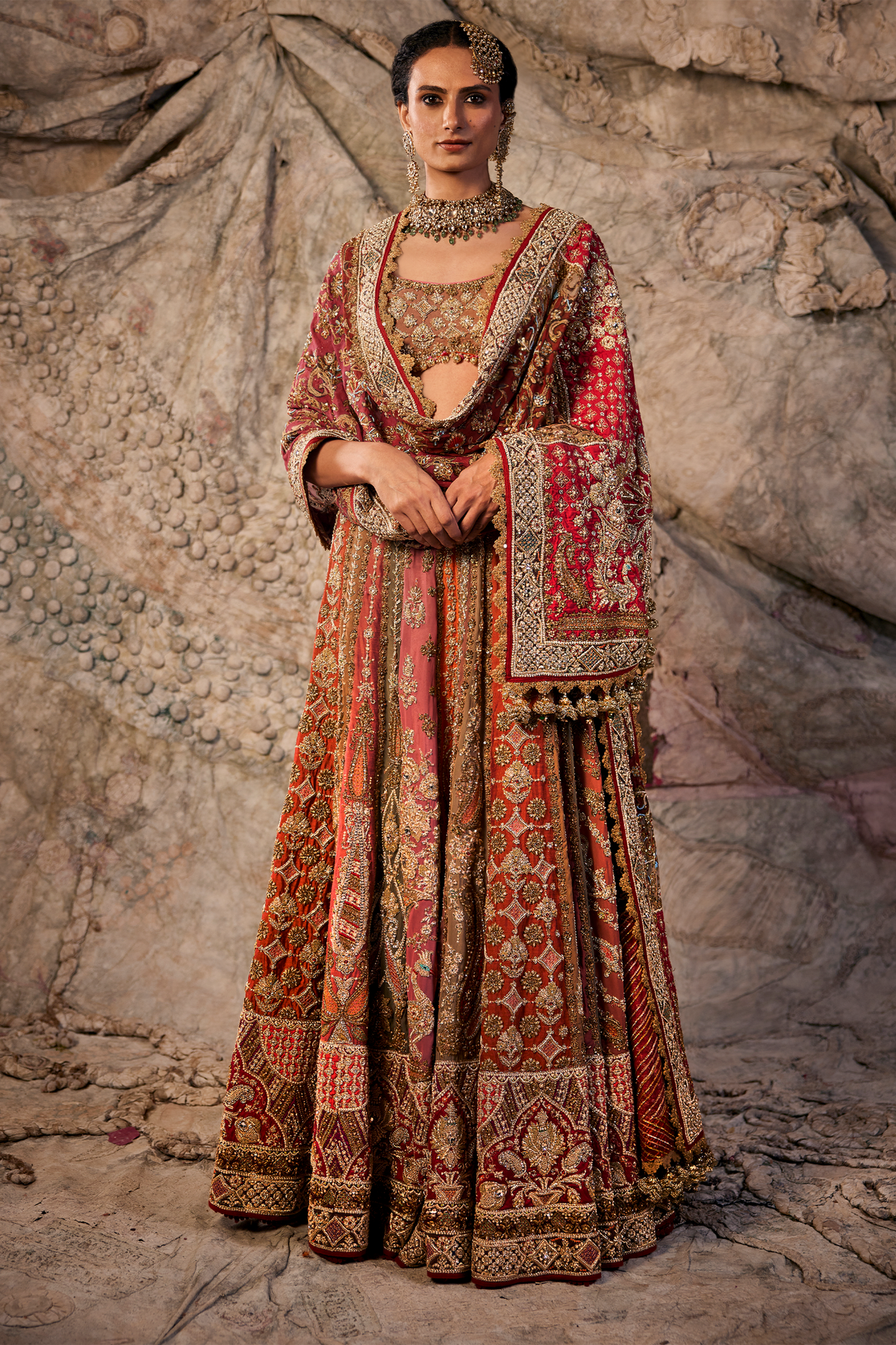 Antique Rose Embroidered Lehenga