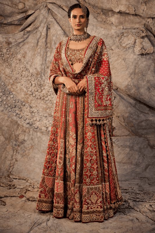 Antique Rose Embroidered Lehenga