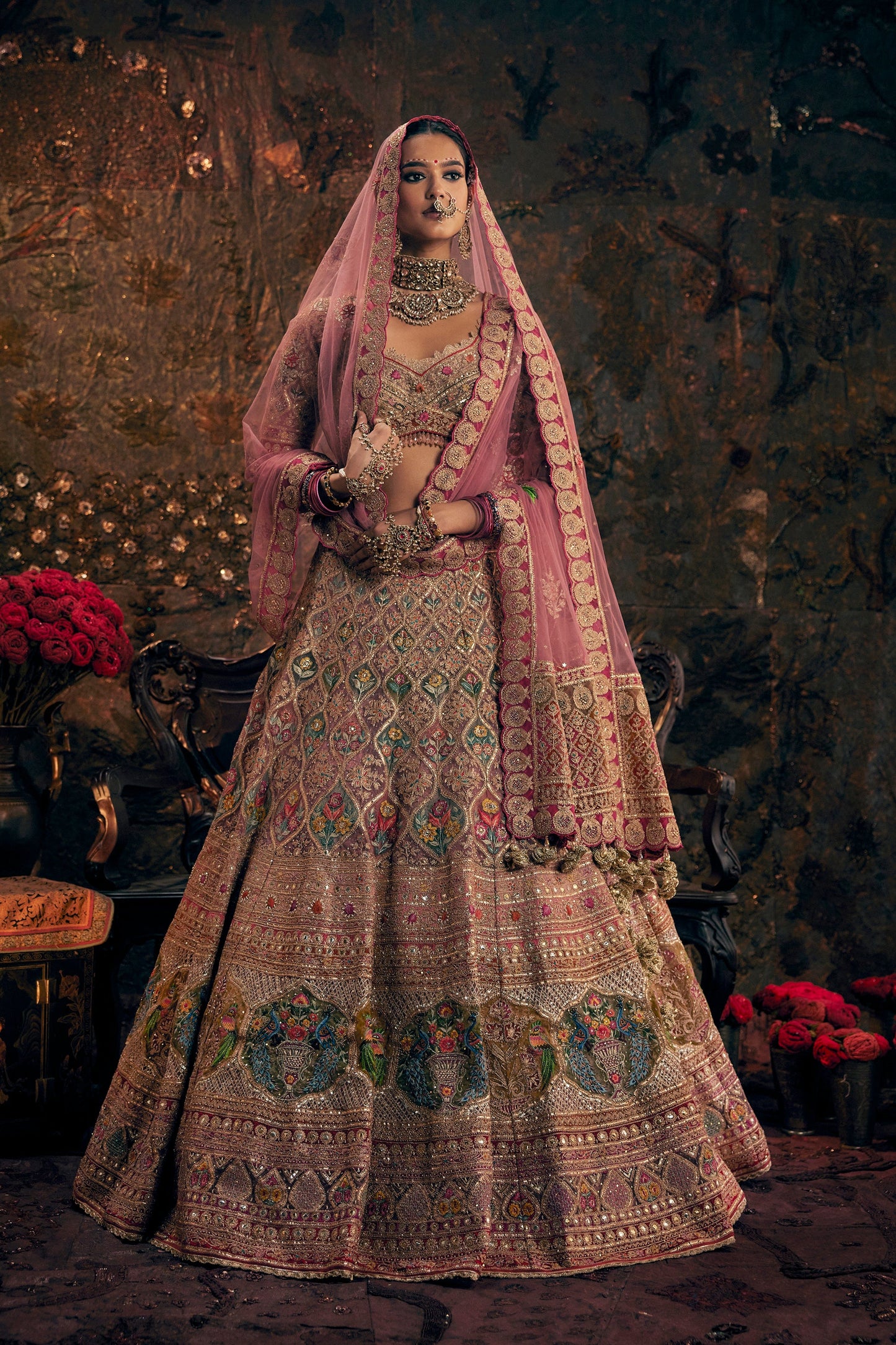 Earthy Pink Embroidered Lehenga