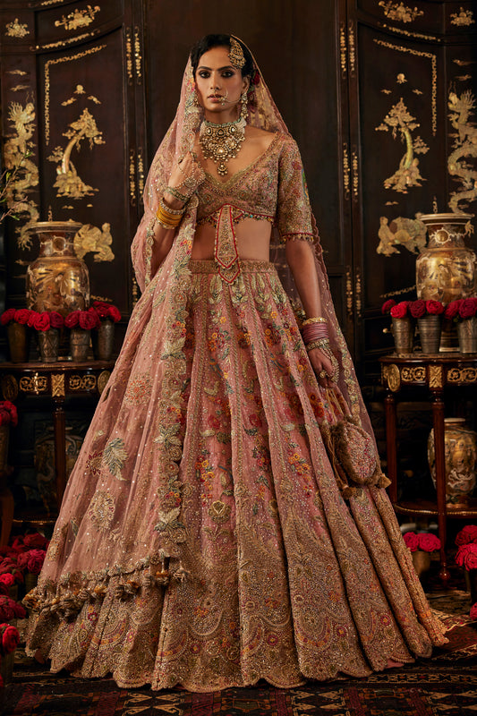 Earthy Pink Floral Lehenga