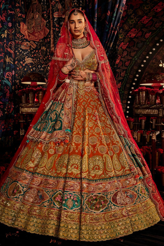 Deep Russet Pichhwai Lehenga Set