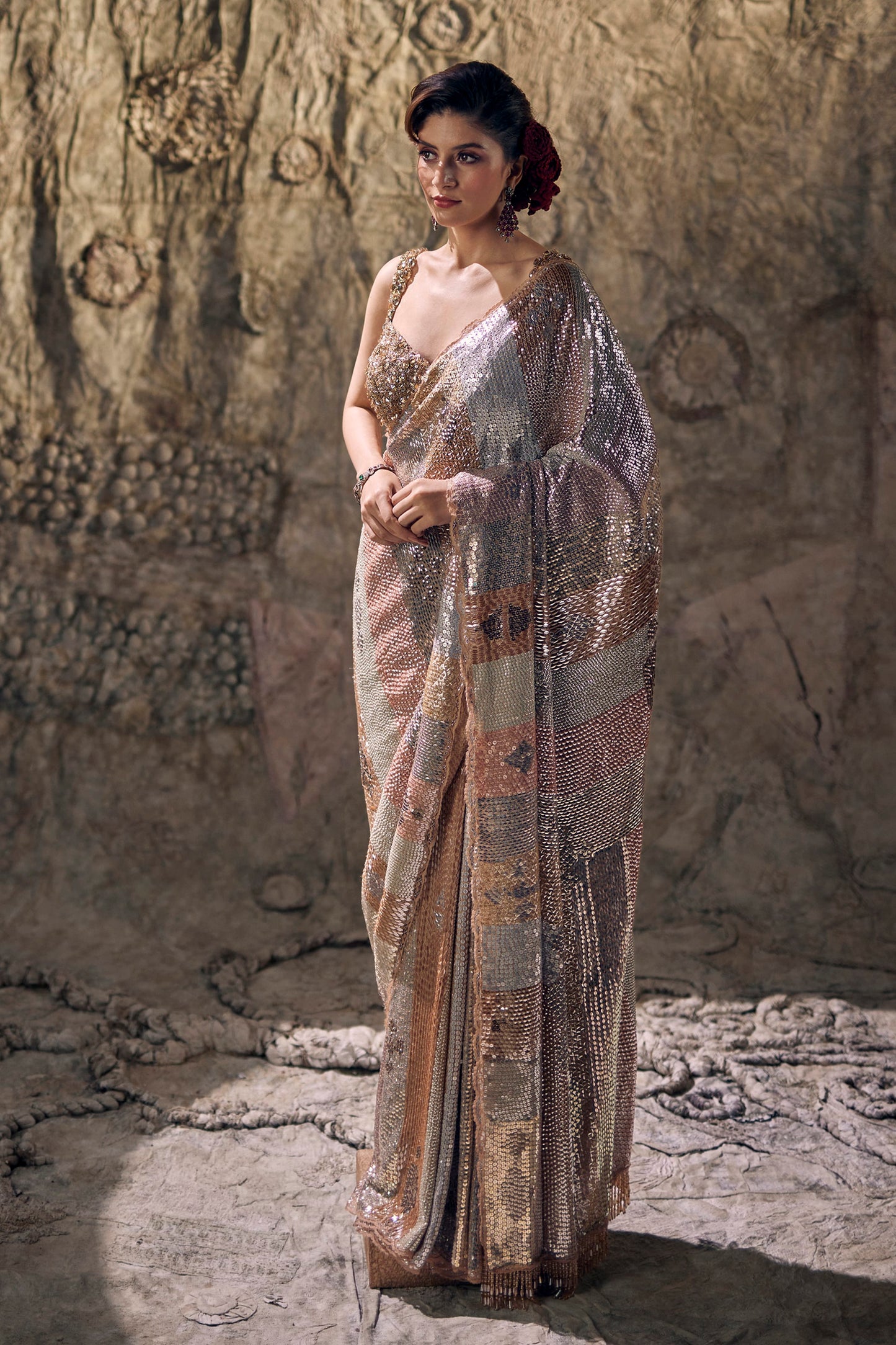 Birch Prism Sequins Saree