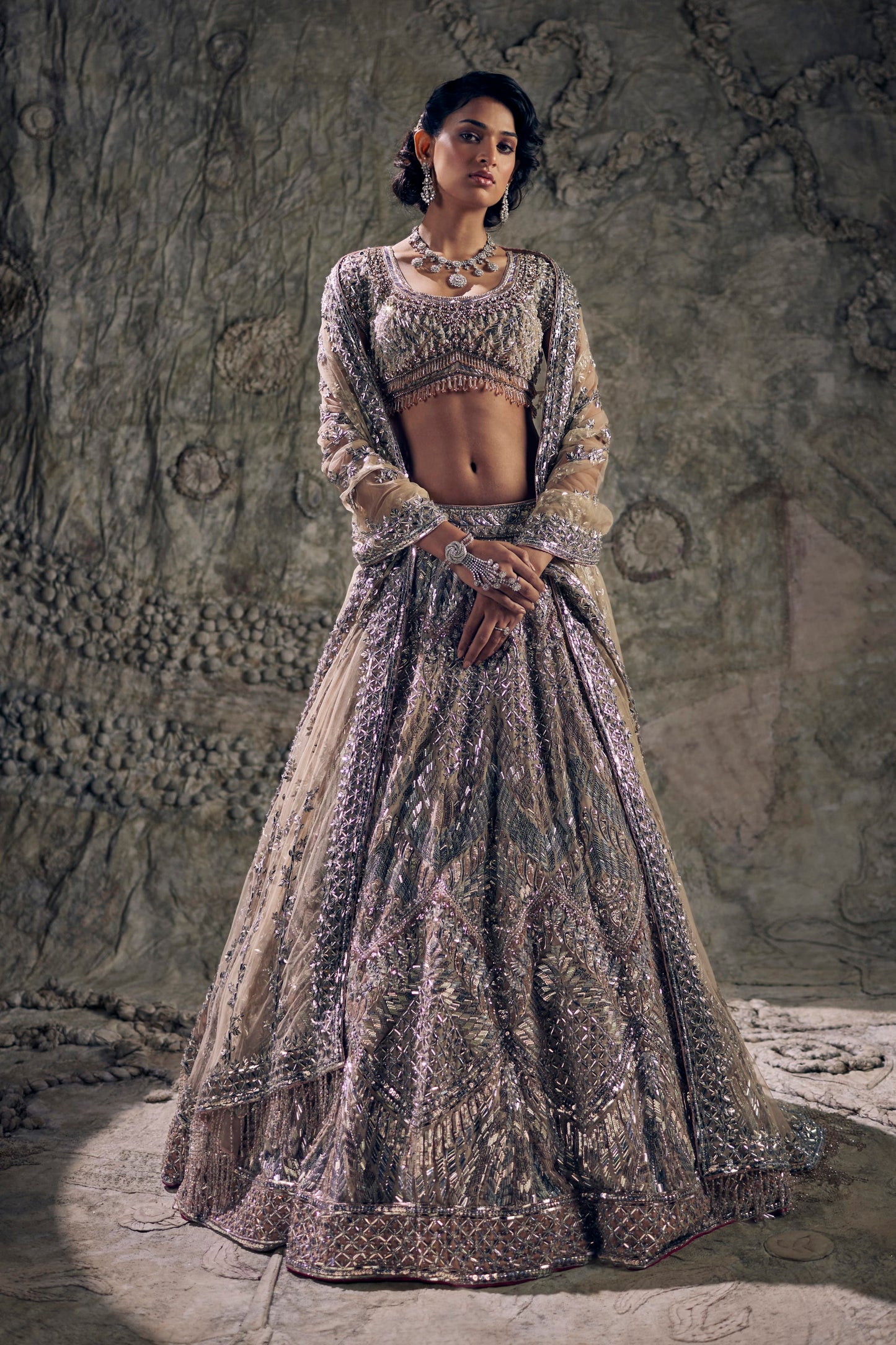 Pale Birch Crystal Lehenga