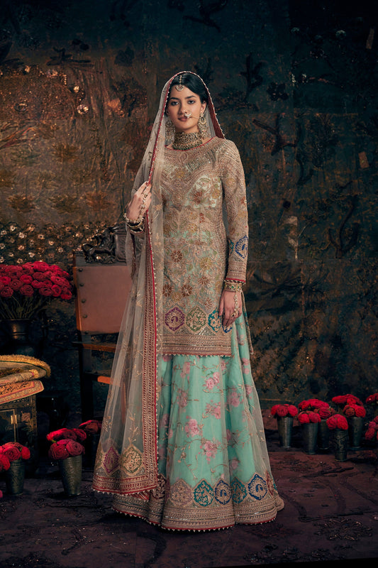 Ice Blue Kurta-Sharara Set
