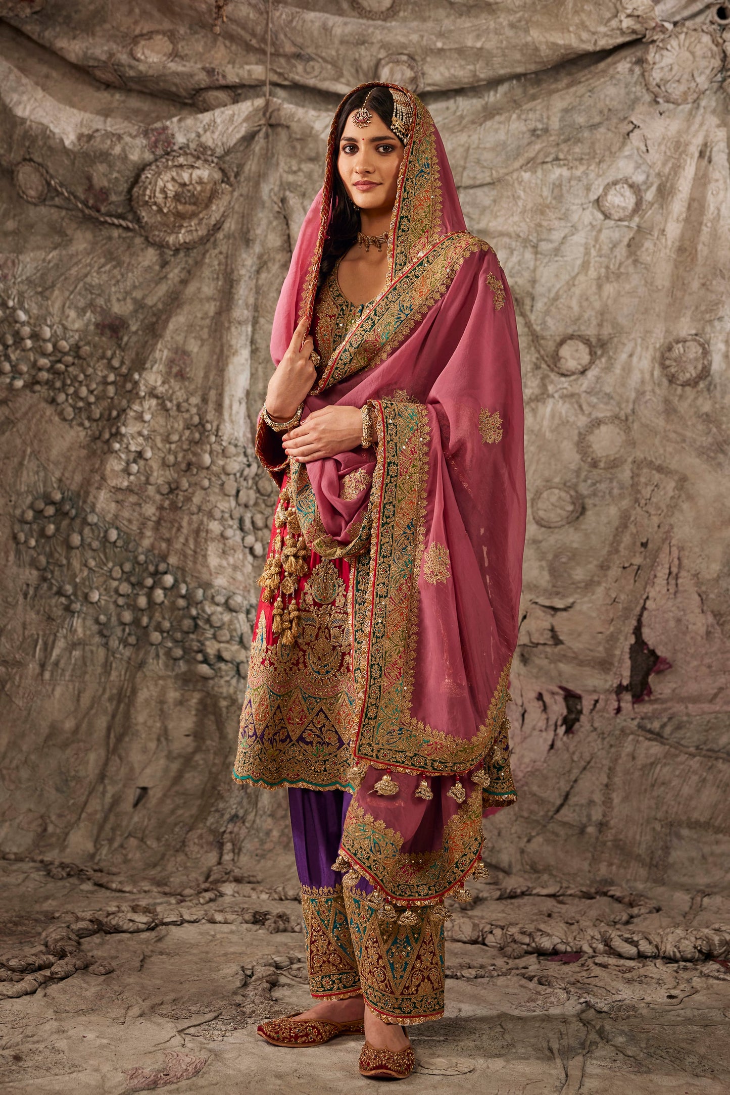 Earthy Red Embroidered Kurta Set