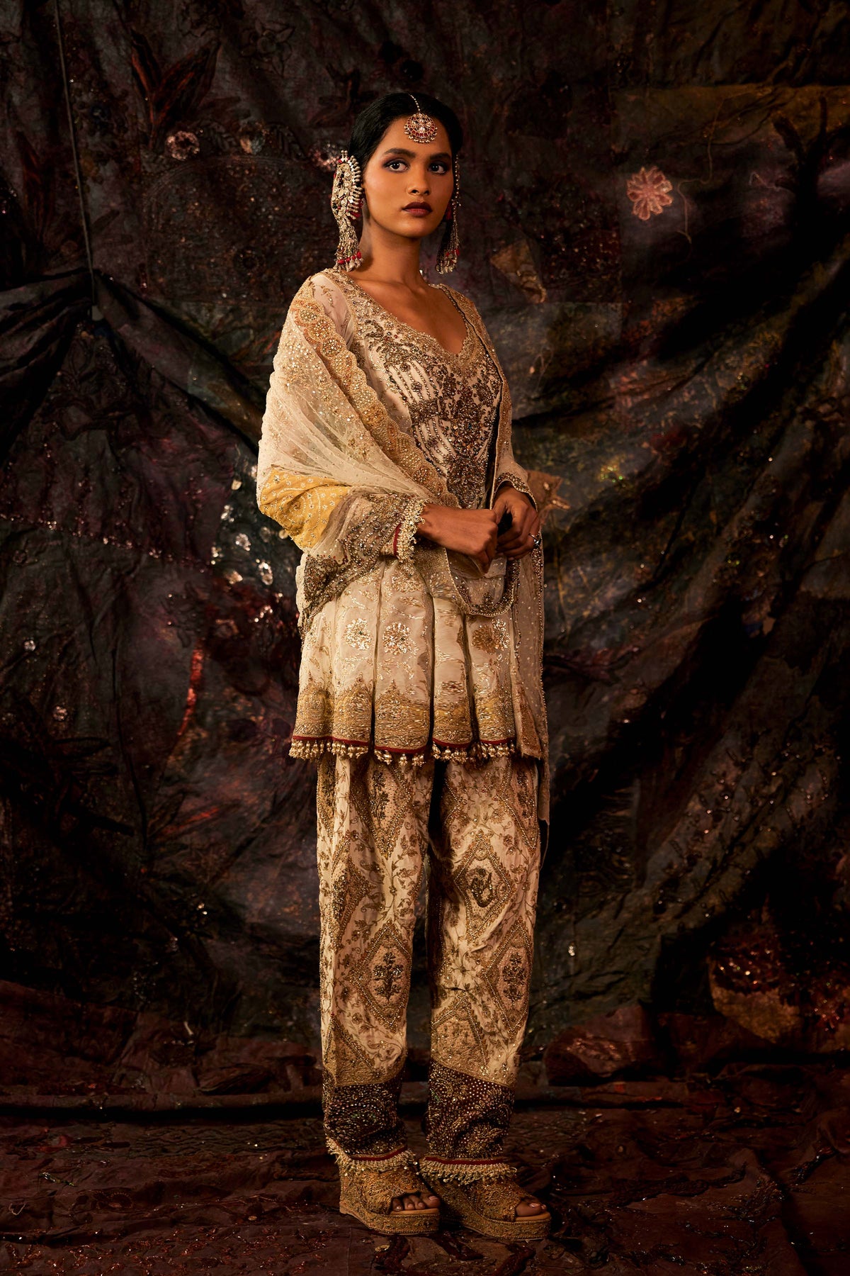 Ivory Tulle Kalidar Kurta Set