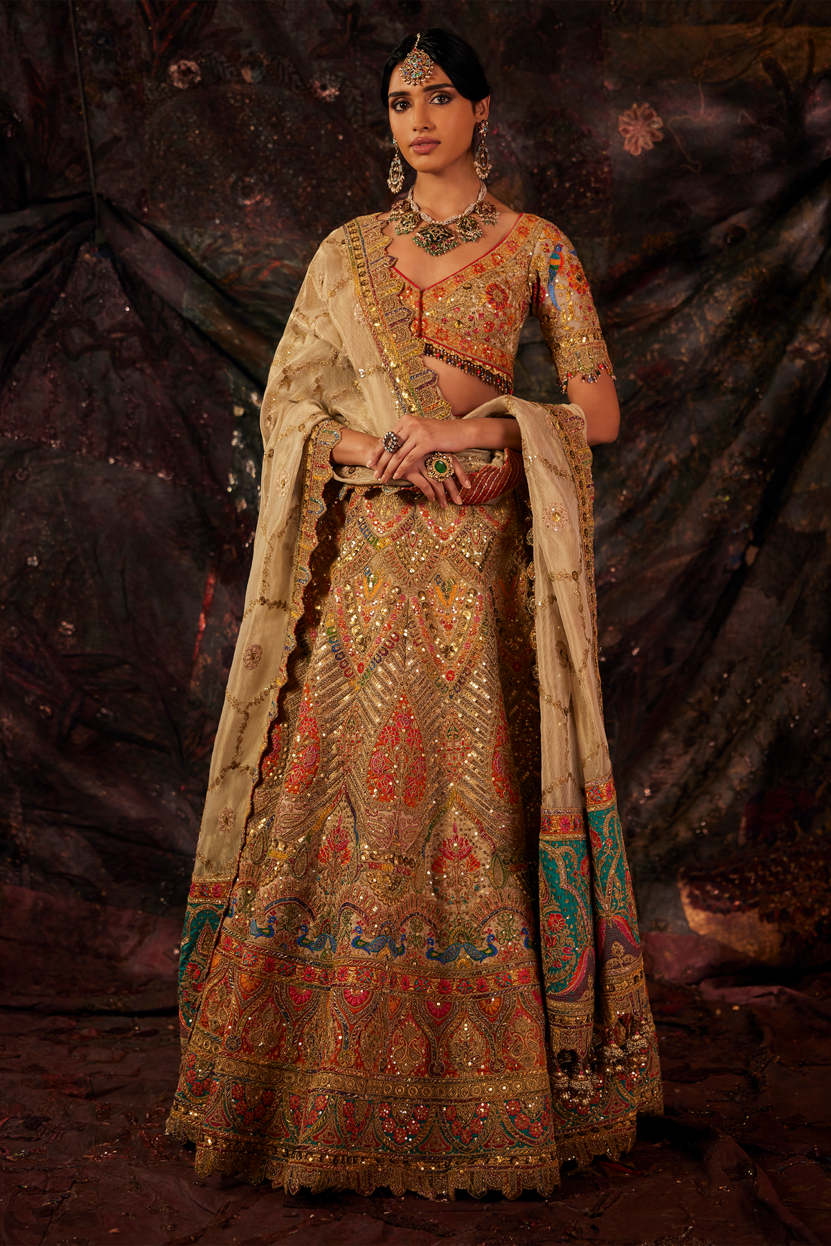 Pale Gold Embroidered Lehenga