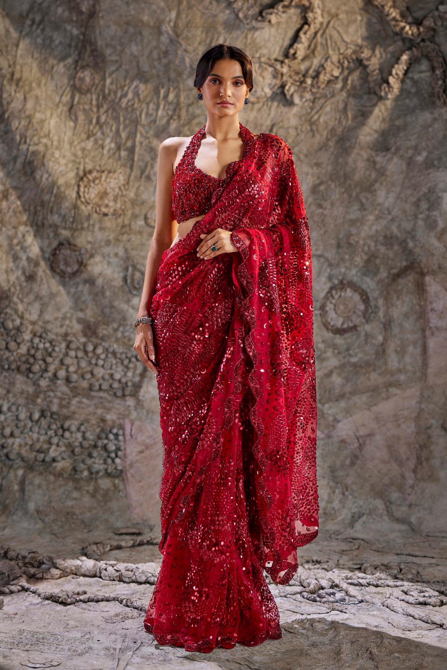 Maroon Red Saree